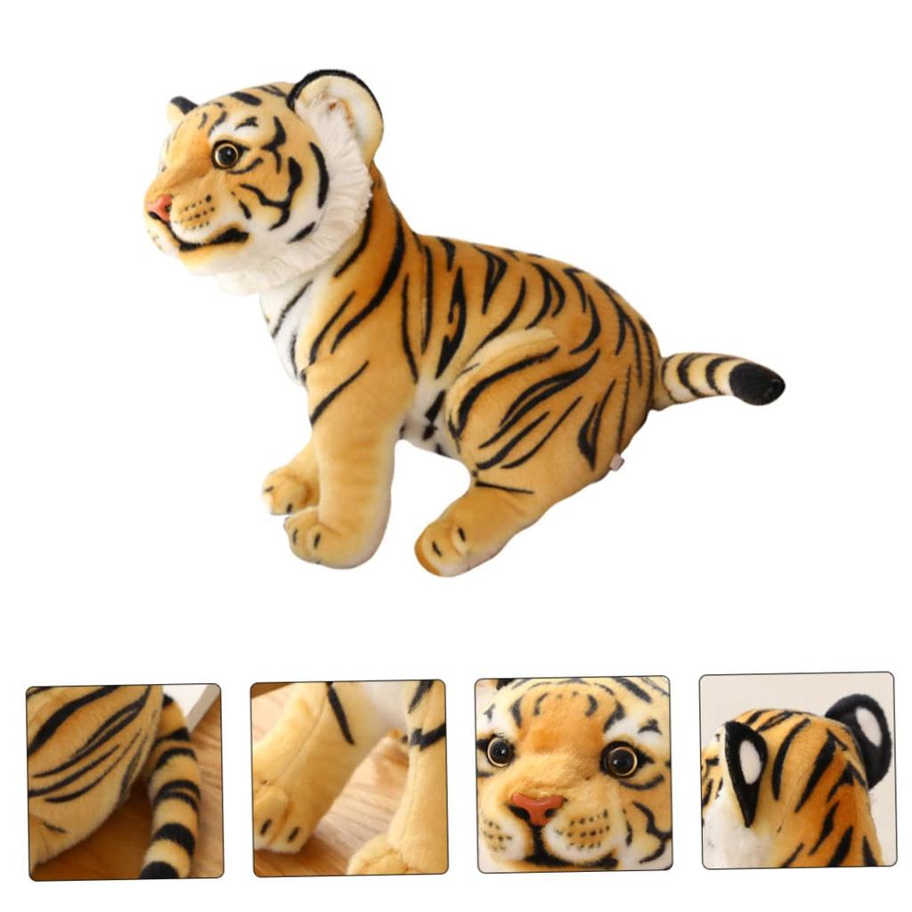 1 Piece Plush Toy Cub Toy Tiger Figure Small Decor Cute Mini Toy Mini Figure Soft Animal Doll Micro Toy Oversized Cartoon Bedroom Decoration