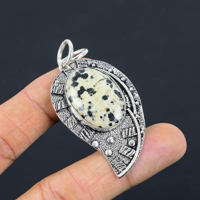 Womens Day Deal 925 Sterling Silver Dalmatian Jasper Gemstone Pendant Jewelry