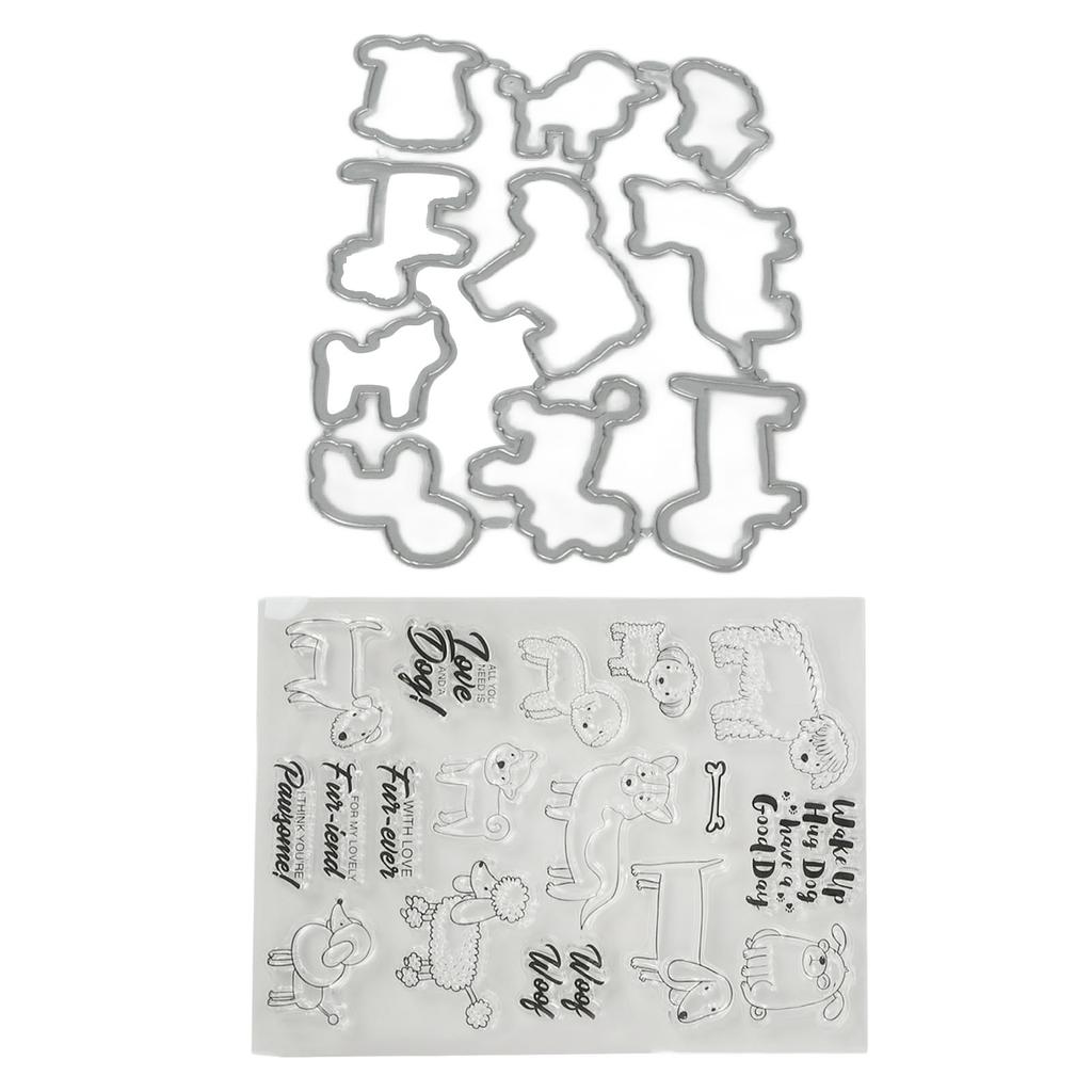 Súprava čírych pečiatok Jedinečný dizajn psa a ovce Priehľadná pečiatka Embosovacia vyrezávacia sada pre DIY Scrapbook Remeslá