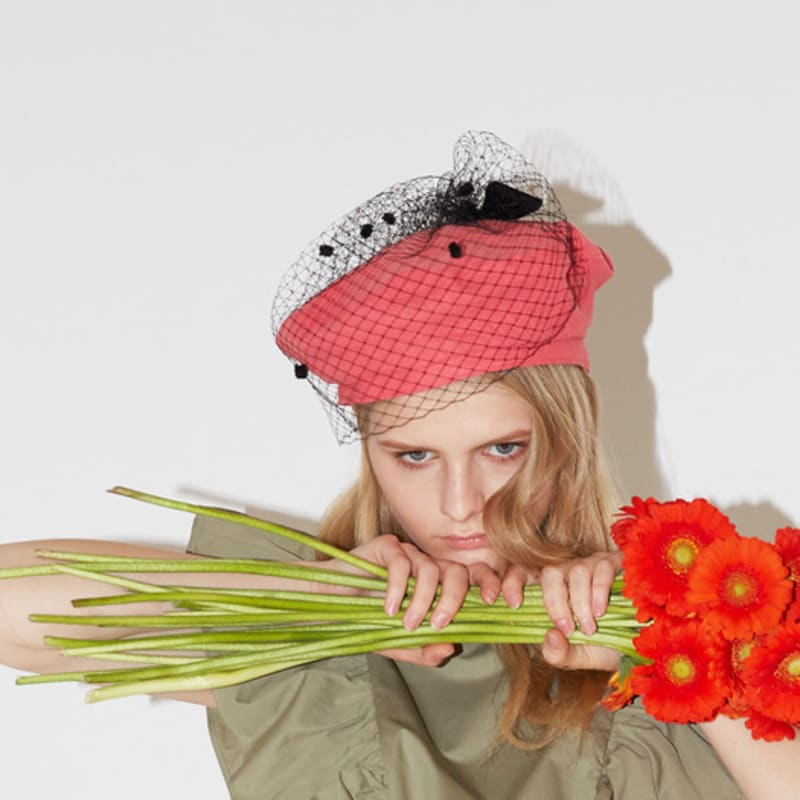 ACONTT Linen Mash Up Beret-Coral