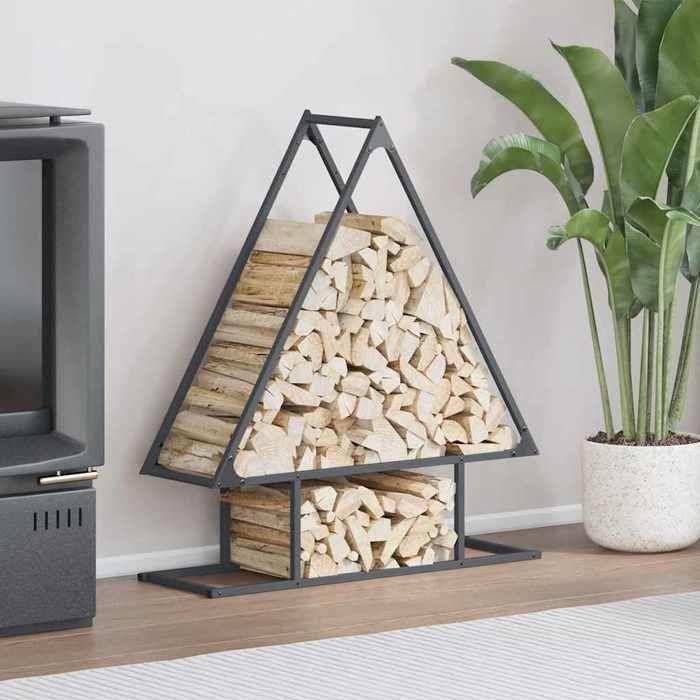 VidaXL Portant de bois chauffage anthracite 80x25x90 cm, support à bûches de cheminée, support à bûches, support à bûches 864317