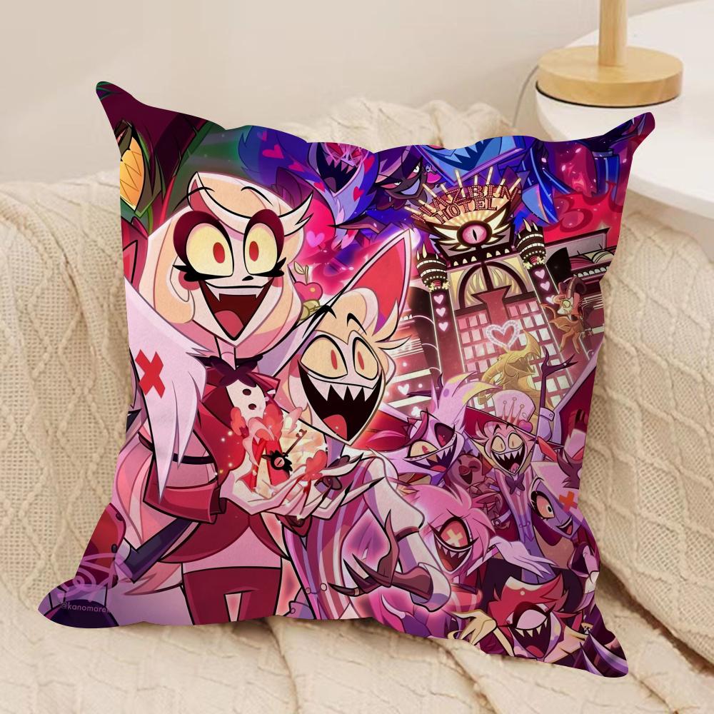 Cartoon Hhazbin Hhotel Cushion Cover Soft Plush Fabric DoubleSided Printed Cushion Covers for All Seasons Home Decor