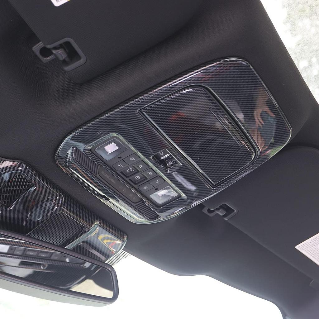 Carbon Fiber Roof Reading Light Lamp Cover Trim Kit Interior Accessories for Ford F150 2021+