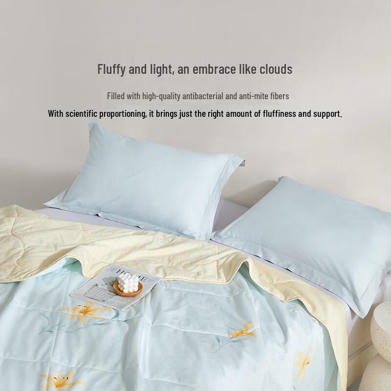 LUOLAI Home Textiles 100% Cotton Antibacterial Summer Quilt