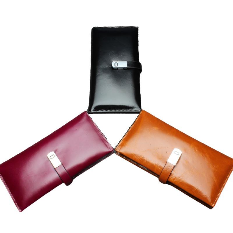 New FRlD Leather Women's Wallet Long Wallet Oil Wax First Layer Cowhide Clutch Bag Plus