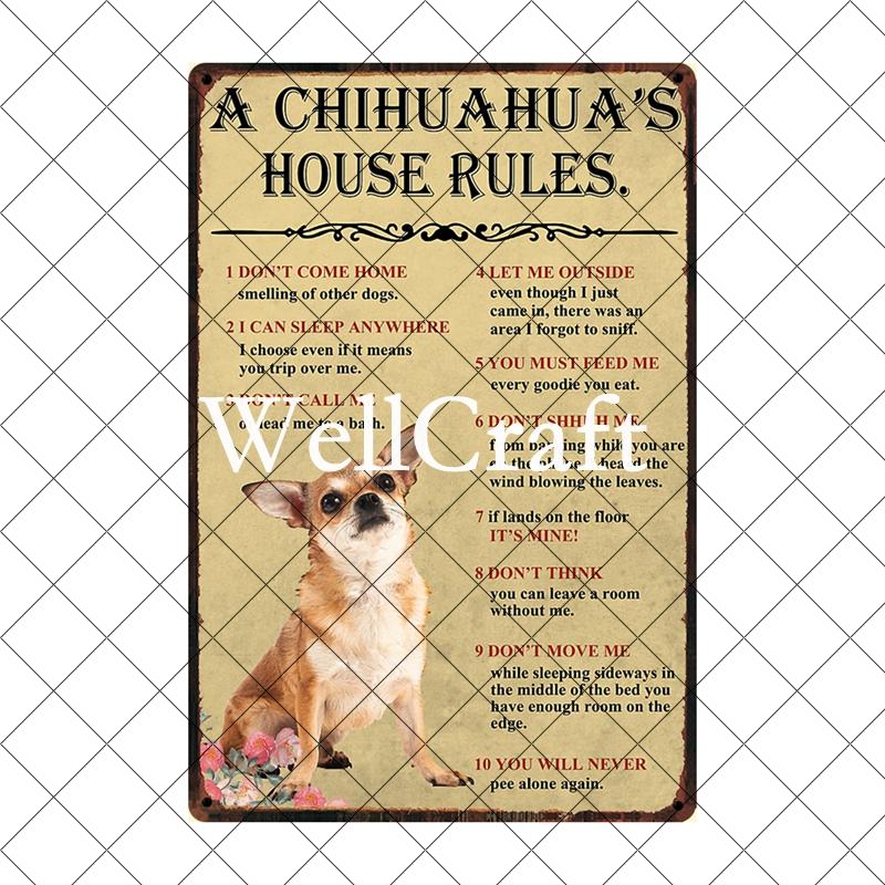 [ Wellcraft ] Chien Chihuahua Animal de Compagnie Sous la Douche Vin Bain Boutique Art Métal Étain Panneau Mur Poster Peinture Fer Pub D-04 20*30 CM