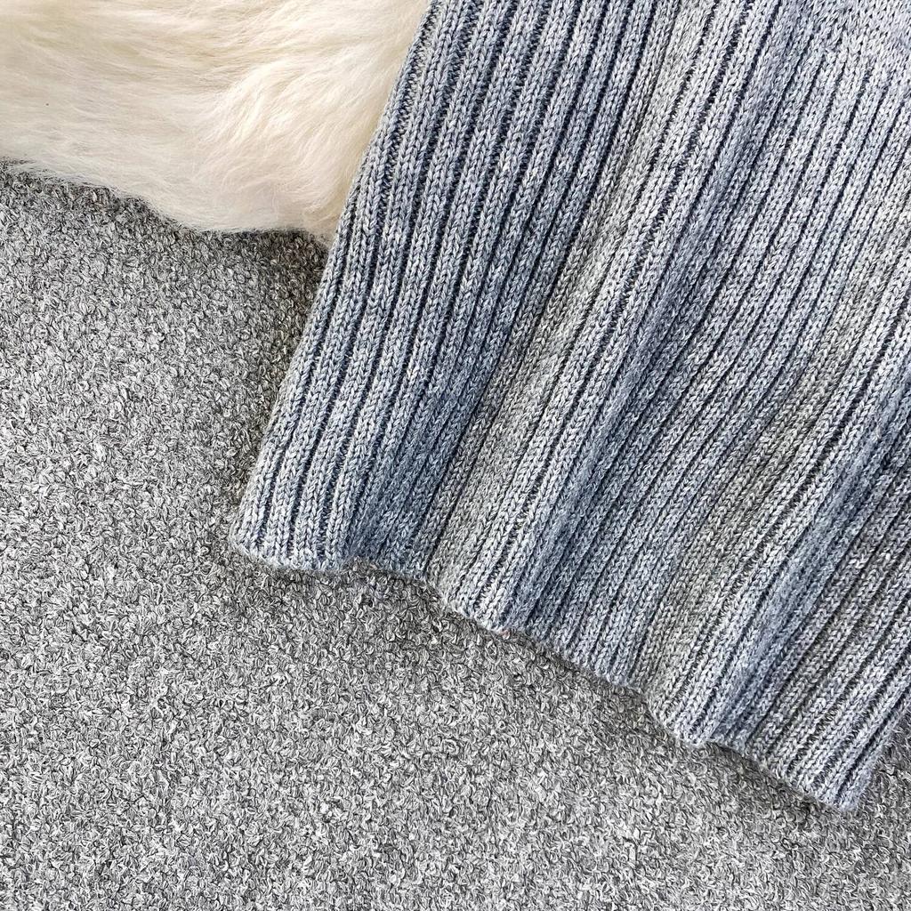 Gray Fashion Turtleneck Sweater Dress For Women New Autumn Winter Chic Long Sleeves A-Line Pullover Loose Knitted Dresses