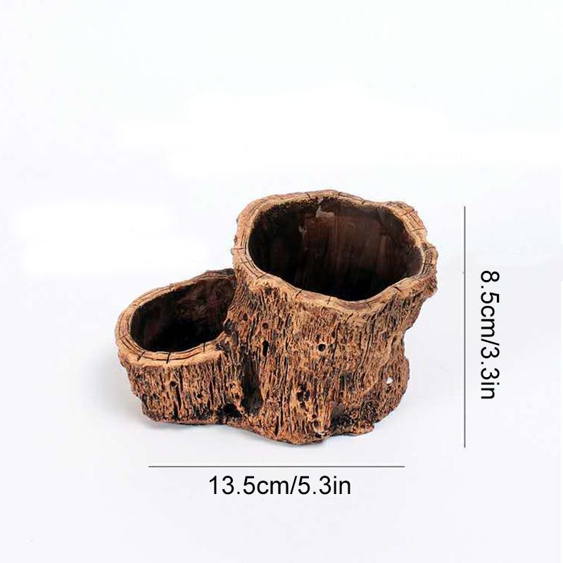 

1 шт. Суккулентный цветочный горшок Ретро кактус кашпо Маленькая скульптура пеньков дерева Креативная резьба по корням Имитация пня дерева Цемент