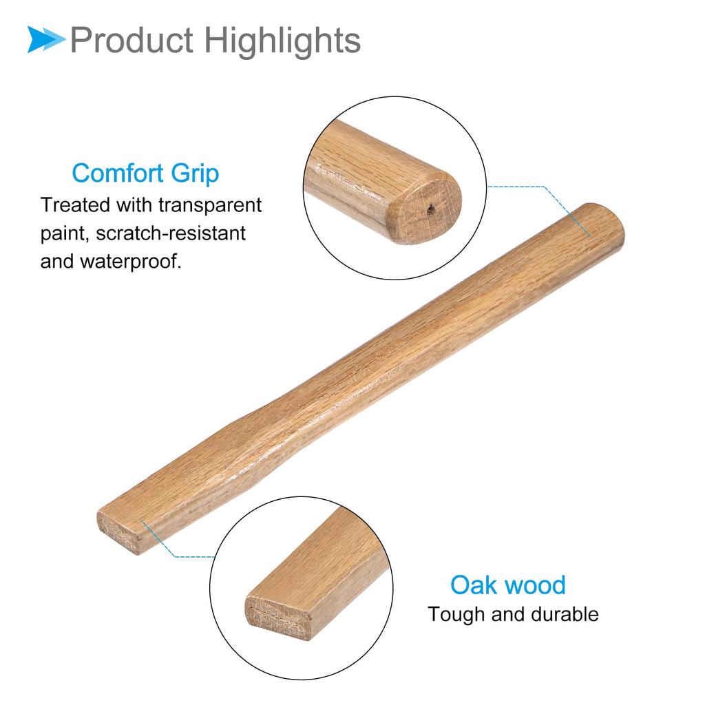 CoCud Set of 2 Replacement Axe Handles, 35cm/14" Oak, Square Shape, Comfortable Grip, Wooden - (Use: Oval Eye for Hatchet Hammers)