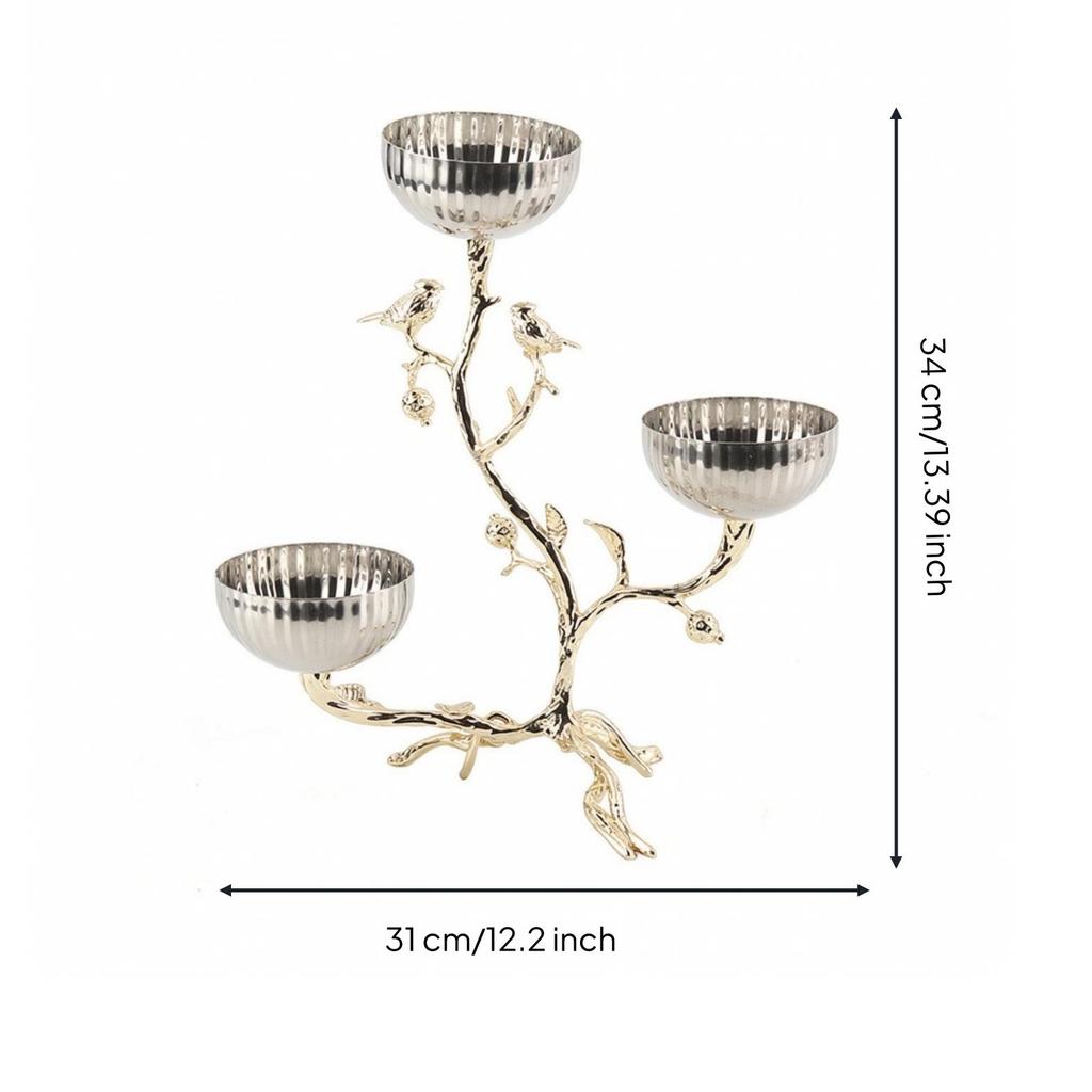 Metal Fruit Bowl with Tree-Shaped Structure Frame Naturethemed for Entryway