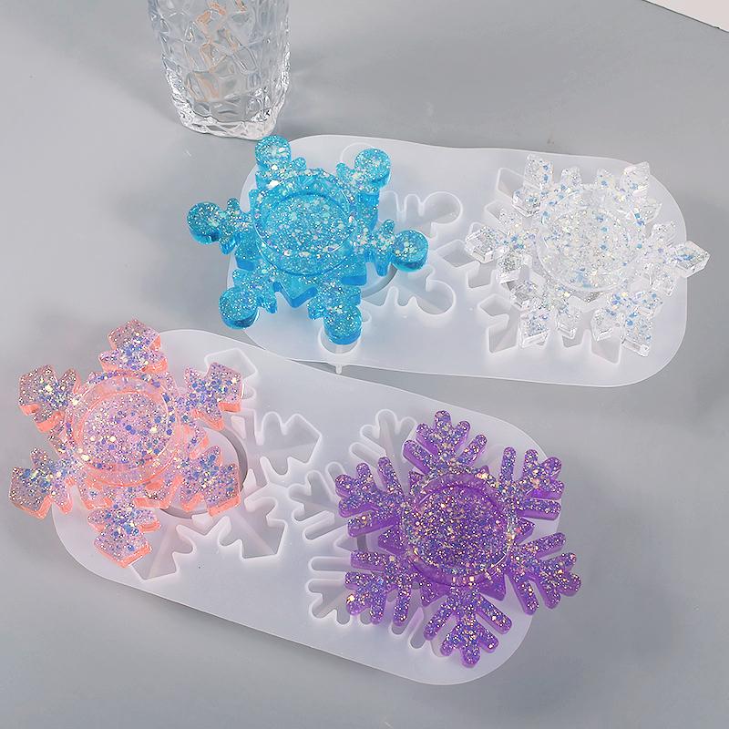 Resin Casting Mold 2-in-1 Snowflake Candle Holder Silicone Mold, Candle Holder Plaster Mold Resin Drip Glue Mirror Mold