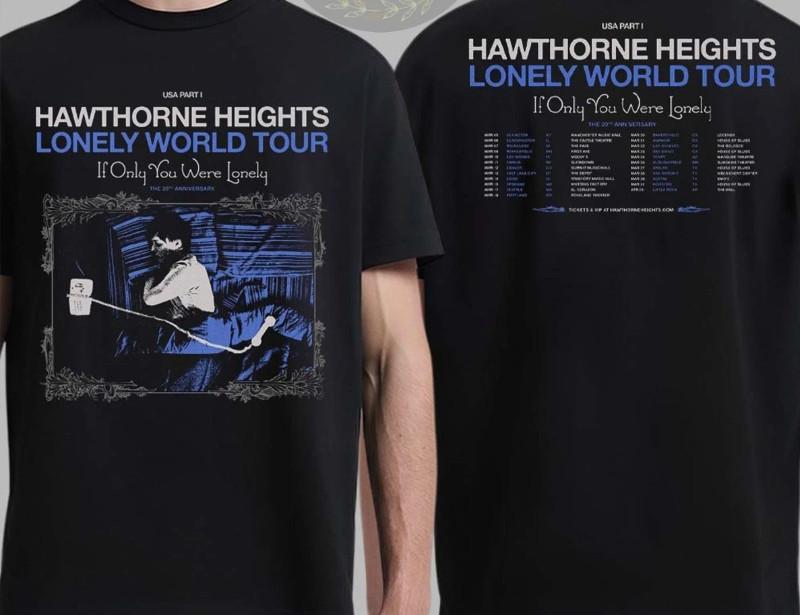 Hawthorne Heights Lonely World Tour 2026 Tshirt Unisex T-Shirt XL