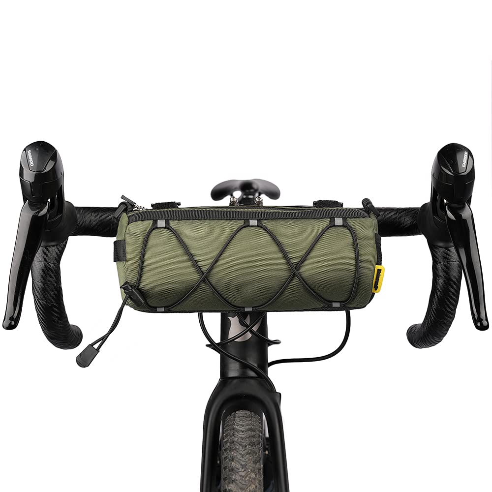 

Rhinowalk Bicycle Handlebar Bag, Front Bag, Frame Storage Roll Bag, Mountain Bike Commuter Shoulder Bag, Professional Cycling Accessory, Green