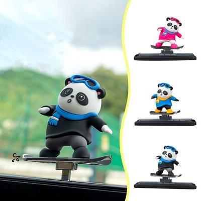 Cute Cartoon Bear Alloy Car Automatic Sliding Skateboard - Creative Car Decoration Accessories, Center Console Ornaments