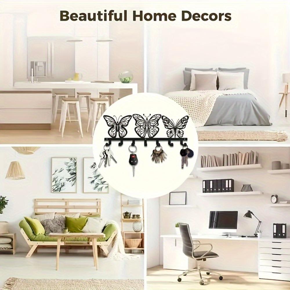 Modern Metal Butterfly Key Holder Vintage Wall Mount Entryway Organizer Holiday Home Decor Gift