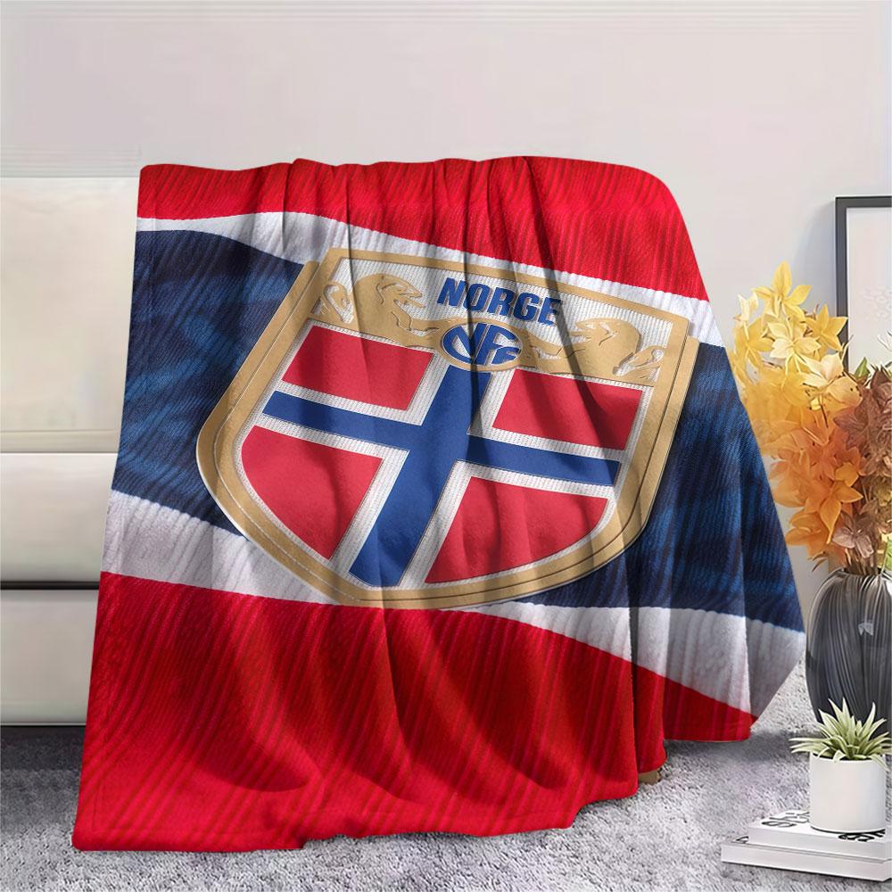 Norway Football Printed Flannel Blanket, Soft Throw for Bedroom Sofa, Washable,soccer Fan Merchandise, Great Gift.