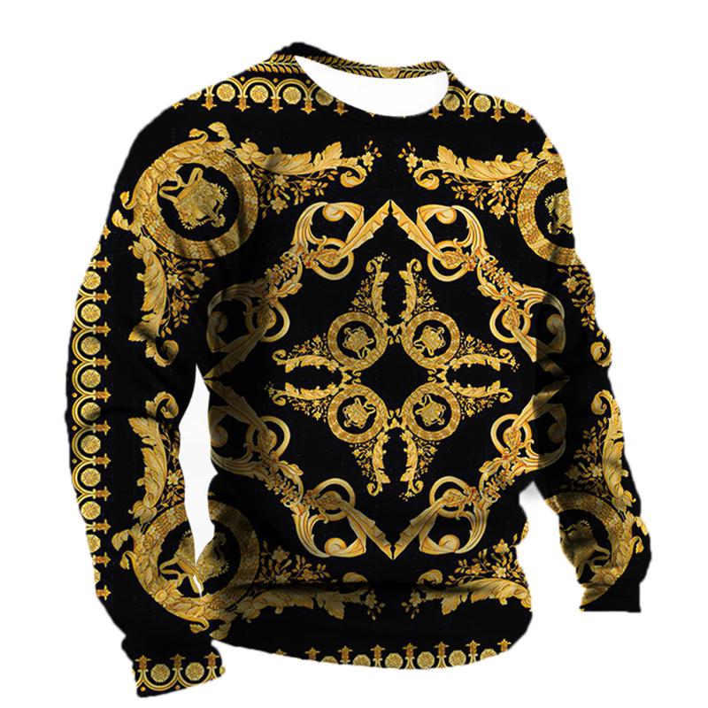 Men's T-shirt Baroque Graphics Fashion Printed T-Shirt Street O-neck Casual Clothes Oversized Top Men's Outdoor T-Shirt Pullover