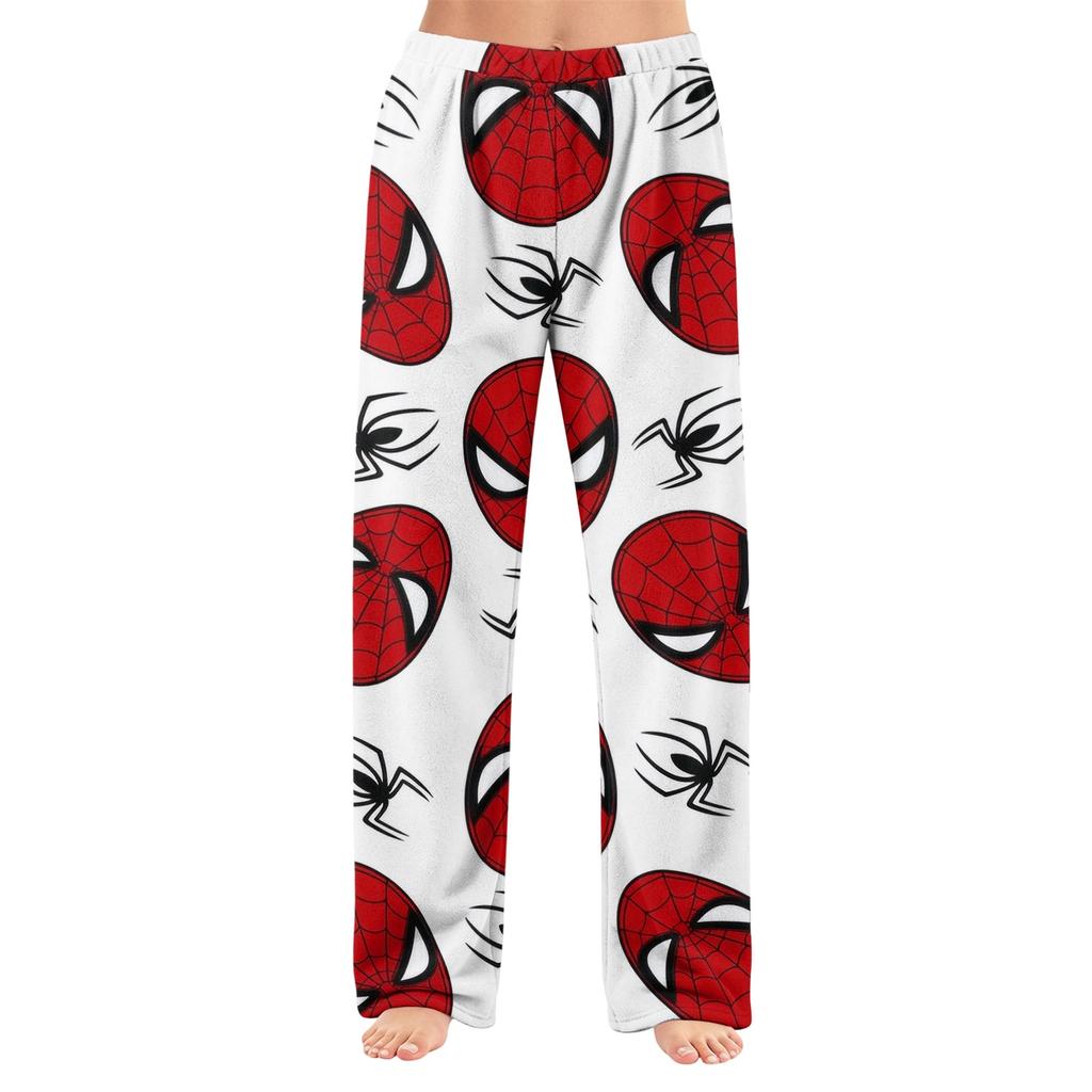 Women's Winter Flannel Pajama Pants Straight Leg Sleepwear with Printed Design
