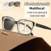 New Fashion Photochromic Multifocal Presbyopia Glasses Men's and Women's High-definition Anti Blue Light Glasses Diopter To +4.0