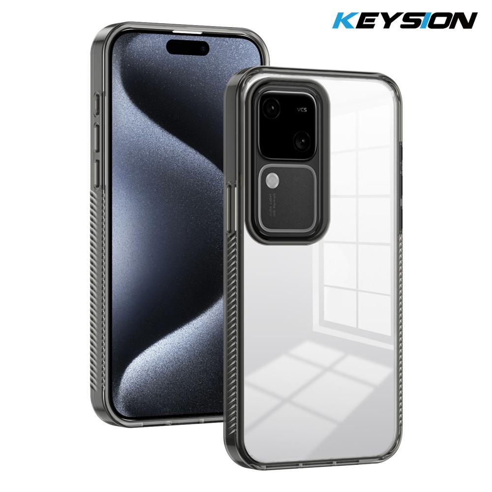 

KEYSION Прозрачный чехол для VIVO V30 Pro 5G V30 Мягкий ТПУ+ПК Нескользящий HD Прозрачный Ударопрочный Задняя крышка для телефона для VIVO V30 5G for VIVO V30 чёрный