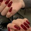 24 Stück Rote Lange Sarg-Press-On-Nägel Mit Kleber Vollabdeckung Gelee-Falschnagelspitzen Künstliche Ballerina-Maniküre