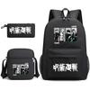 Large Capacity Schoolbag with Shoulder Strap; Student Three-piece Pencil Case Set