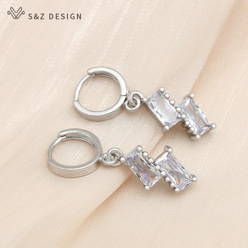 

Модные простые квадратные серьги-капли с кубическим цирконием для женщин, свадебные украшения, корейские девушки, модные серьги, уникальный подарок