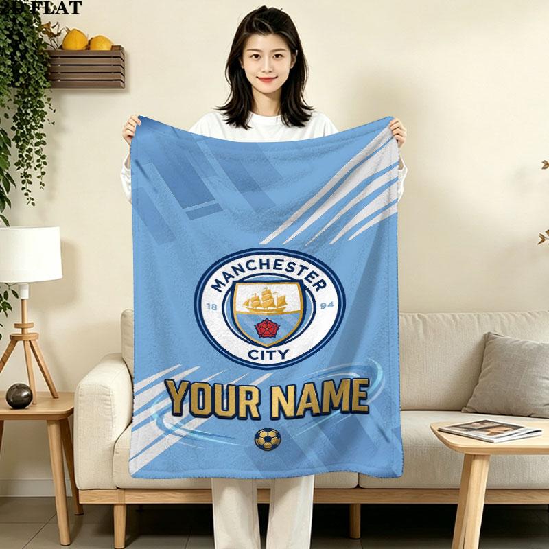 Vlastní deka Manchester City, Vysoká kvalita, Pohodlná pro všechna roční období, Domácí dekorace, Teplo a pohodlí