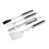 Stainless Steel Grilling Tools Set 4 Piece BBQ Set with Tongs Spatula Fork Basting Brush Ergonomic Handles Hooks Dishwasher Safe