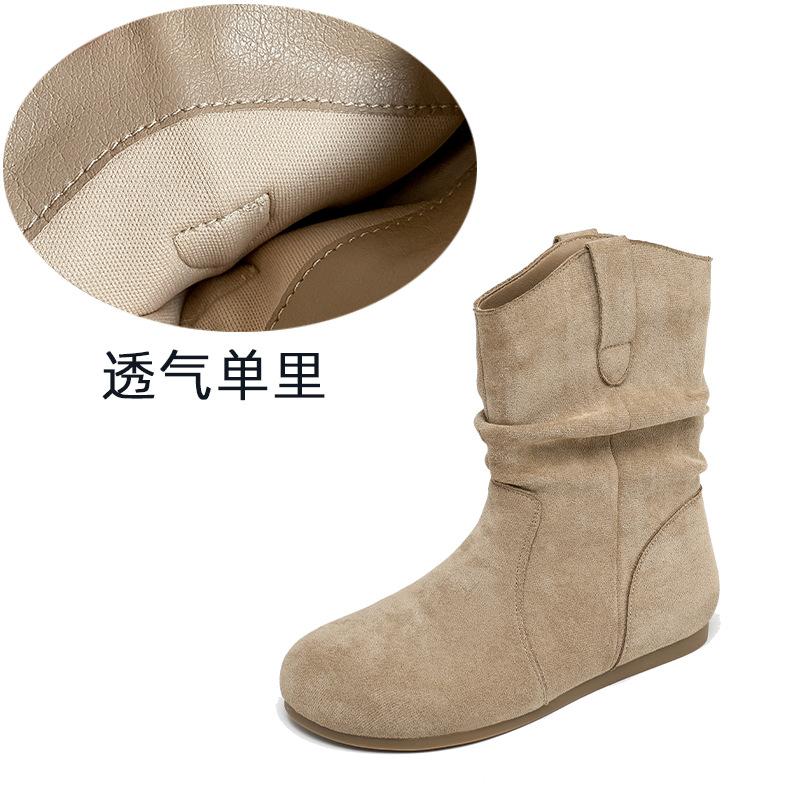 Pile up boots for women's short boots 2026 new autumn and winter retro lazy style boots Western cowboy boots large size