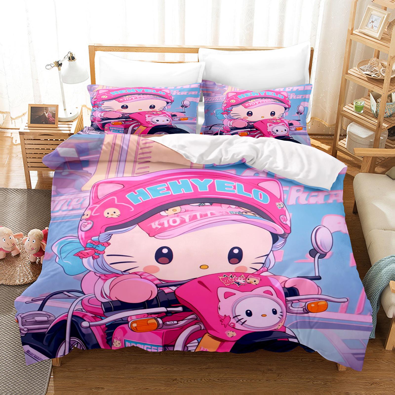 

Hello Kitty Спальня Дитячий Набір Постільної Білизни Підковдра Комфорт Королева З Наволочкою Різдвяні Подарунки Дім 150*200cm 3pcs