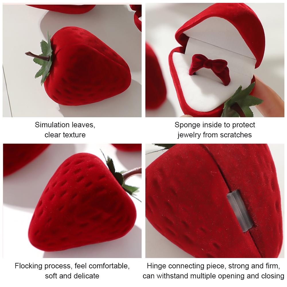 Strawberry Ring Box Children's Cute Jewelry Box Plush Storage Box Gift Box Jewelry Box