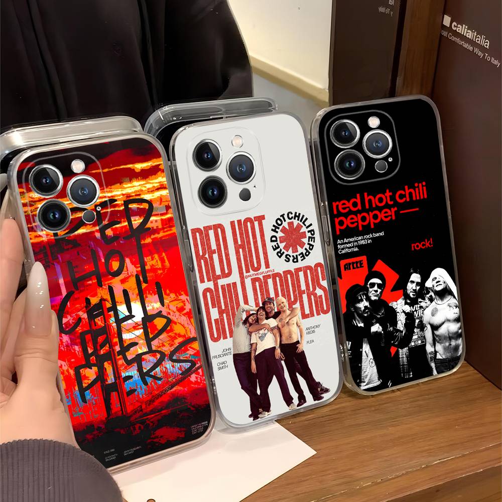 Popular Rock Band Red Hot Chili Peppers Transparent Phone Case for iPhone 17 Air 16 Pro Max 15 14 13 12 11Plus Shockproof Cover