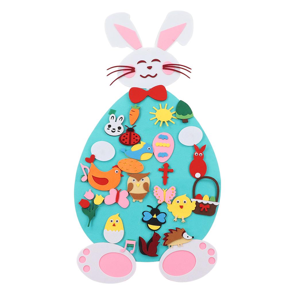 Toddler DIY Felt Rabbit Set Wall Hanging Bunny Crafts Ornaments for Home Party Decoration