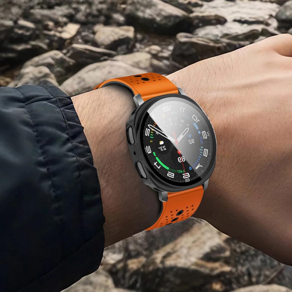 Silikonarmband+PC-Hülle für Samsung Galaxy Watch 8 40mm 44mm Sportarmband Schutzhülle mit gehärteter Folie für Galaxy Watch 8