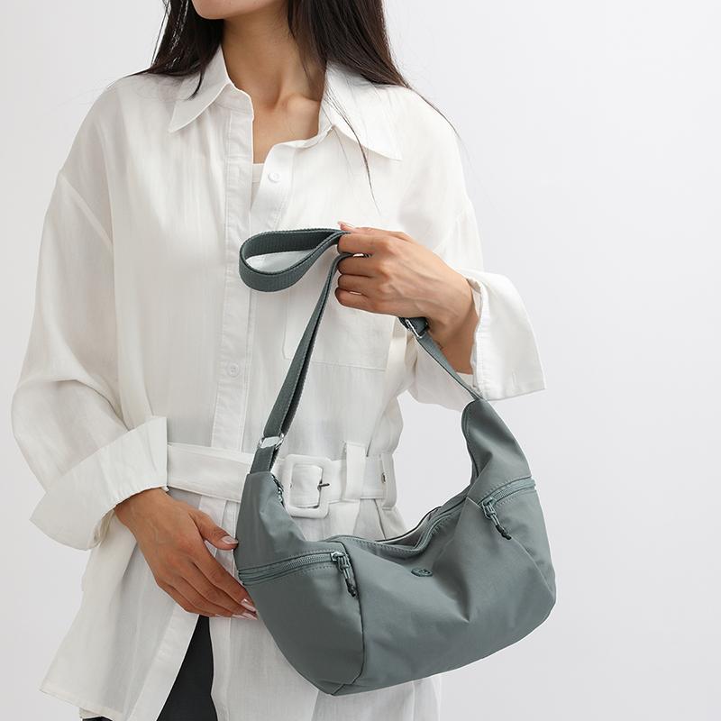 Women's Lightweight Nylon Hobo Bag - Crescent Crossbody Purse with Adjustable Strap (Water-Resistant for Work & Daily Use)