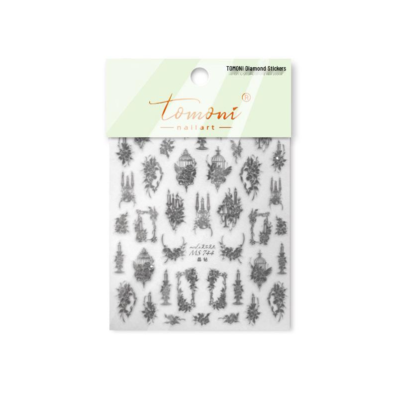 

Наклейки для ногтей Tomoni Crystal Diamond: Дизайн «Китайская роза и подсвечник»