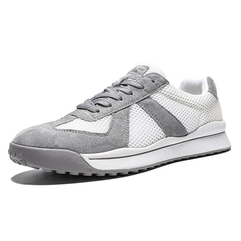 Guochao Men's Spring New Low-top Sports and Leisure Leather Shoes, Sub-station Mesh Men's Shoes