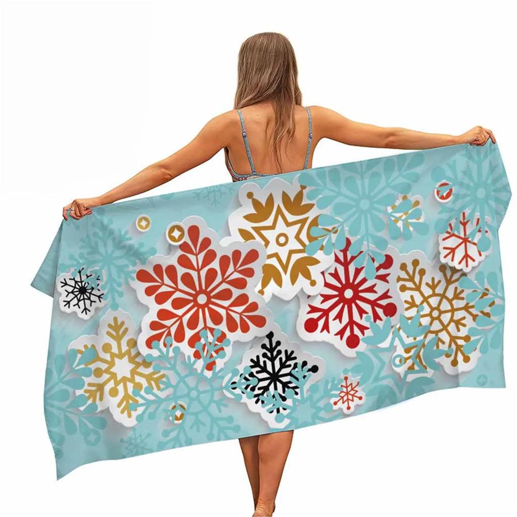 Christmas Microfiber Pool Beach Towel Portable Quick Fast Dry Outdoor Travel Swim Blanket Thin Yoga Gym Home Decor Women Men Kid
