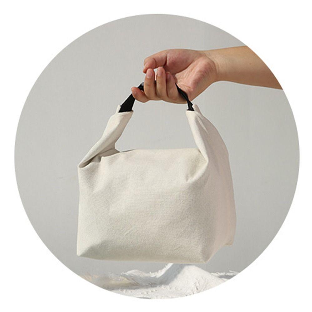 Reusable Canvas Insulated Lunch Bag Leak-Proof Large Capacity Insulated Bags Easy to Clean Food Storage Handbag