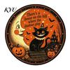 Nostalgic Party Wall Hanging Retro Halloween Sign, Round Metal Decorative Vintage Iron Sheet Sign Rustic Art Decor for Living Room Decoration