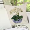 Double Sided White Orchid Blue White Porcelain Throw Pillow Cover Botanical Print Decorative Cushion Case For Couch Home Decor