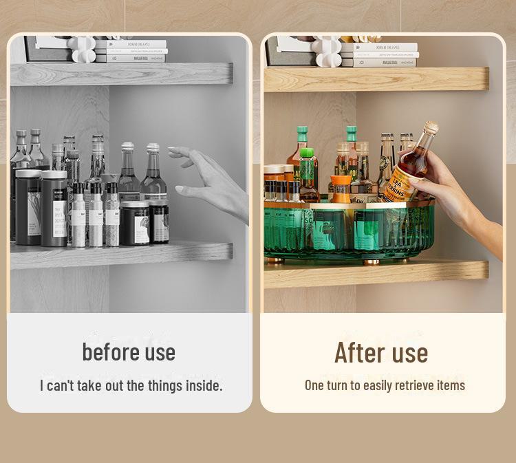 Raft rotativ din plastic pentru condimente și organizator cosmetic