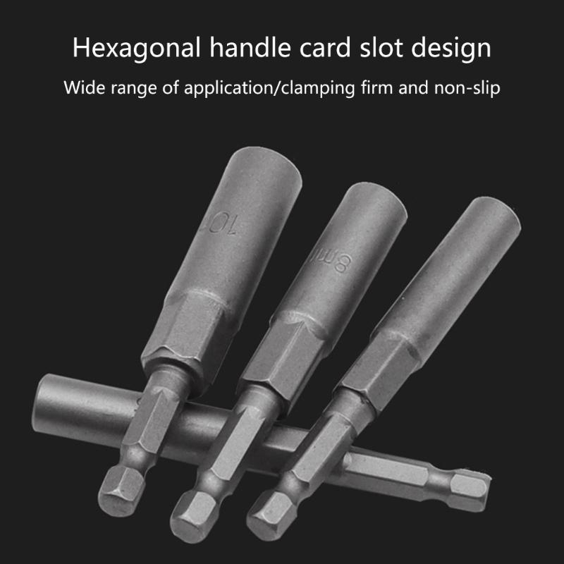 14 stk 80 mm sekskantfatning, 6-19 mm sekskantskaft muttertrekker, sekskantbor, 1/4 tomme borbitssett for økt dybde