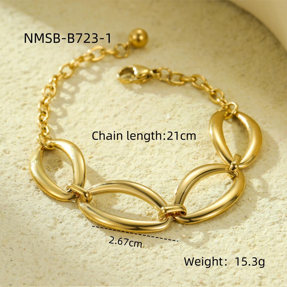 GEMCHIC Women s Fashion Geometric Oval Circle Necklace and Bracelet Set