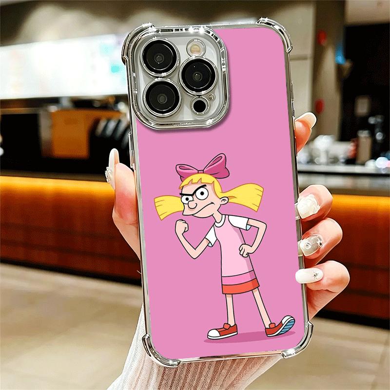

Cartoon Hey Arnold Helga Plating Phone Case For Iphone 16 17 Pro Max Air 16E 14 15 Plus 12 13 Mini Anti-Fall Airabag Cover iPhone 13 Mini