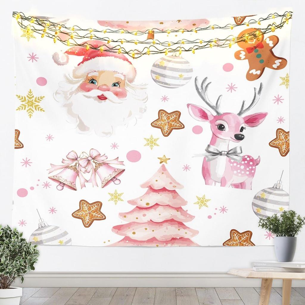 Christmas Black Santa Tapestry Wall Hanging Holy Santa Claus Hanging Decorations For Living Room Winter Xmas Holiday Tapestries