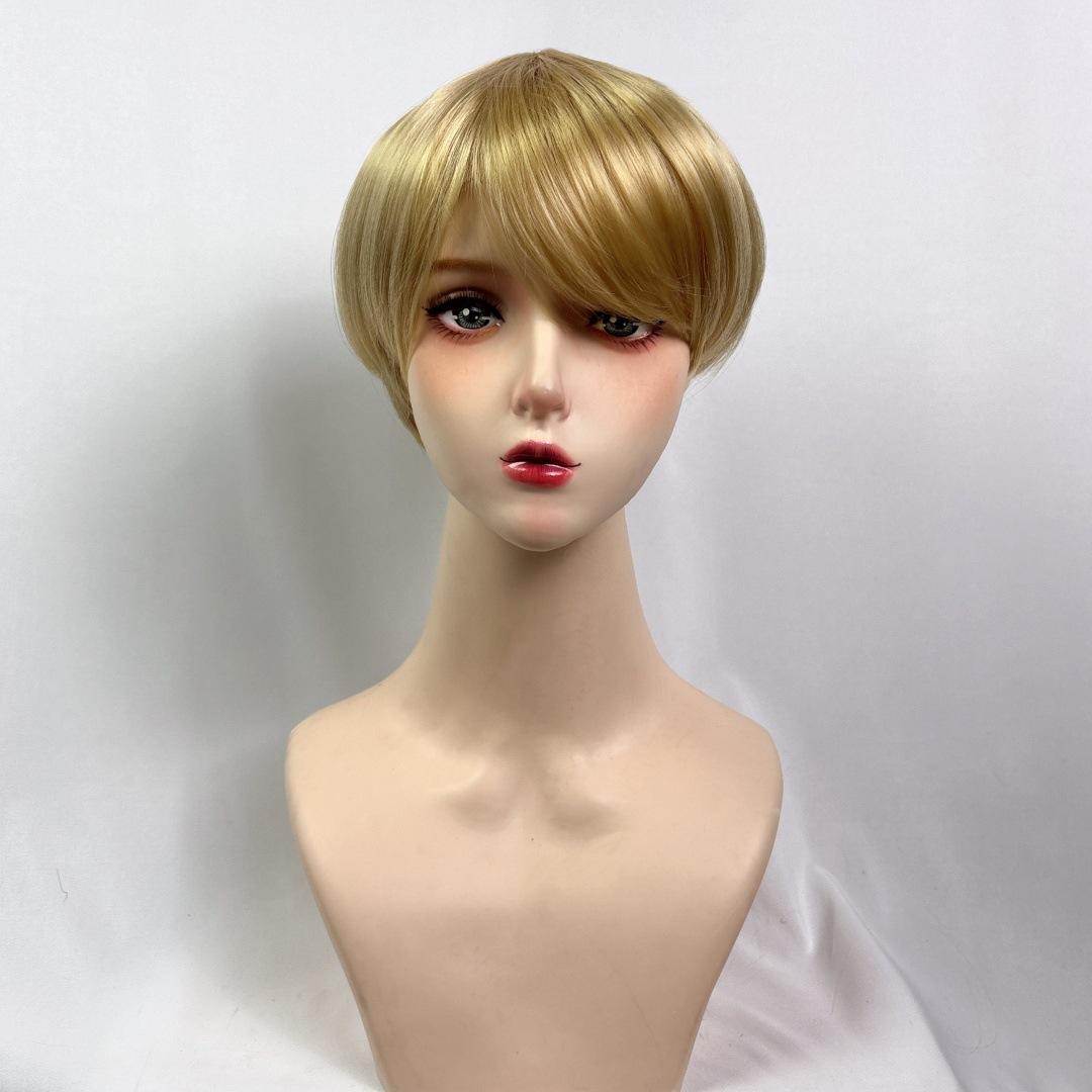 

Короткий многослойный ежедневный парик для мужчин, синтетические волосы, парики для костюмов, светлый парик с челкой для мужчин, натуральный, для вечеринки, для косплея, термостойкое волокно светлый