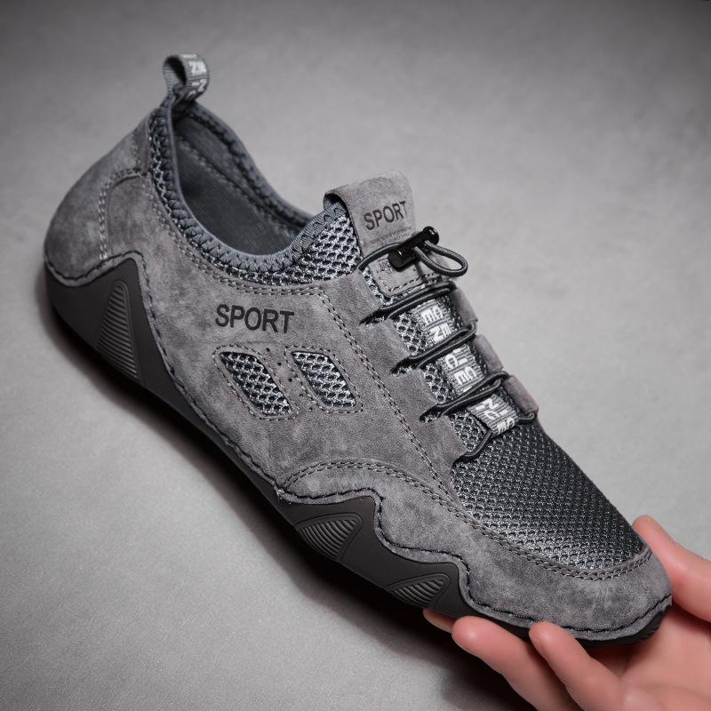 Spring and summer new 2021 men's shoes breathable men's casual leather shoes octopus beanie shoes genuine leather Korean version of sports trendy shoe