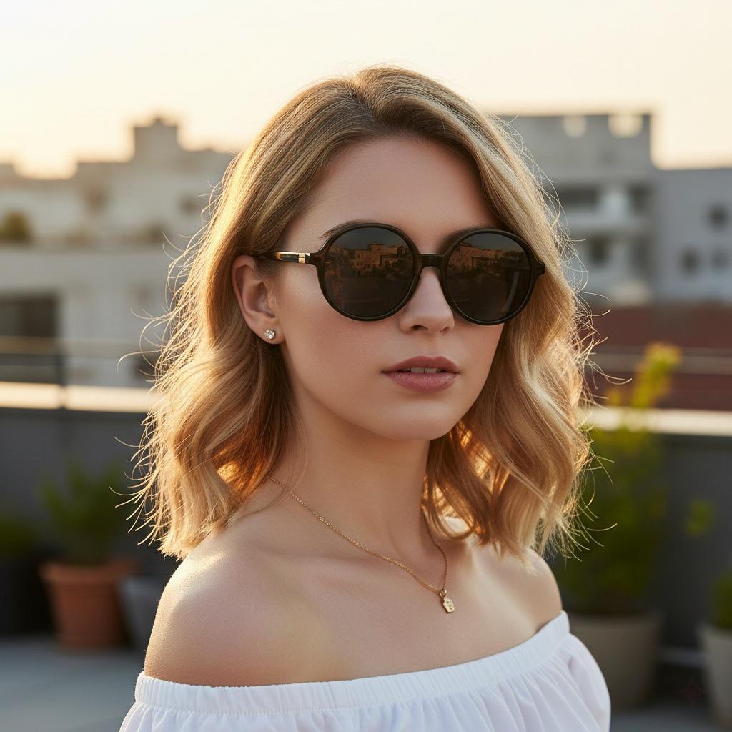 Korean Retro Round Frame Sunglasses for Women - High-End Street Style Glasses